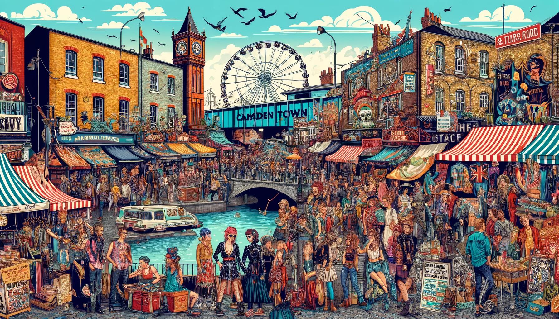 Camden Town en Londres es famoso por su vibrante cultura, mercados eclécticos y diversidad. Atrae a turistas, góticos, punks y hippies con sus tiendas únicas, comida internacional y animada vida nocturna, incluyendo lugares emblemáticos como Camden Market y The Roundhouse.
