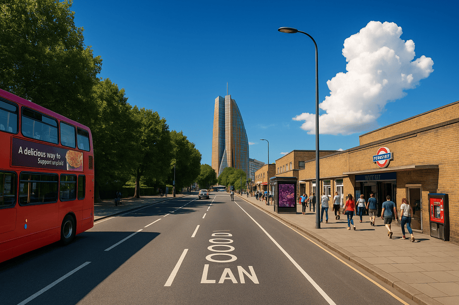 View of White City neighbourhood in London, ideal for those seeking affordable rooms with quick access to Central London.